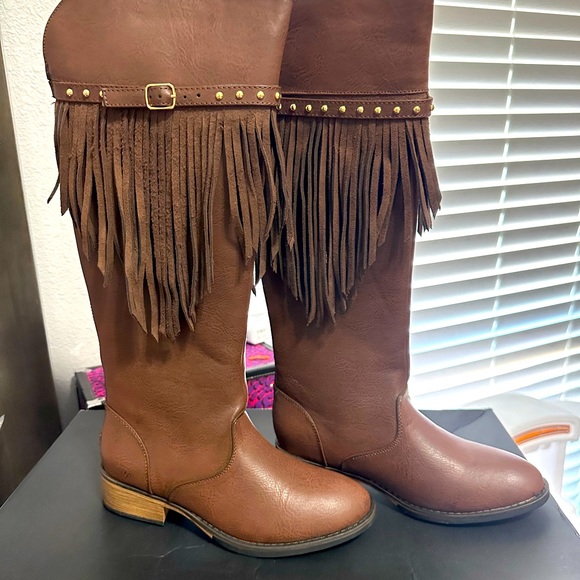 Girls Kenneth Cole Leather Knee Boots *BRAND NEW - NEVER WORN - WITH BOX* Size 3 - Picture 1 of 4